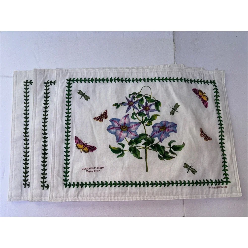 Portmeirion Placemats Set Of 3 Botanic Garden Pattern Cloth 17 1/2